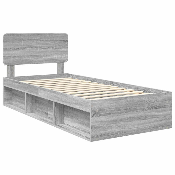 Sengestel med hovedgærde Grå Sonoma 90 x 200 cm Massiv fyrretræ