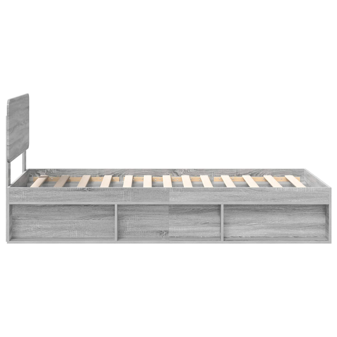 Sengestel med hovedgærde Grå Sonoma 90 x 200 cm Massiv fyrretræ