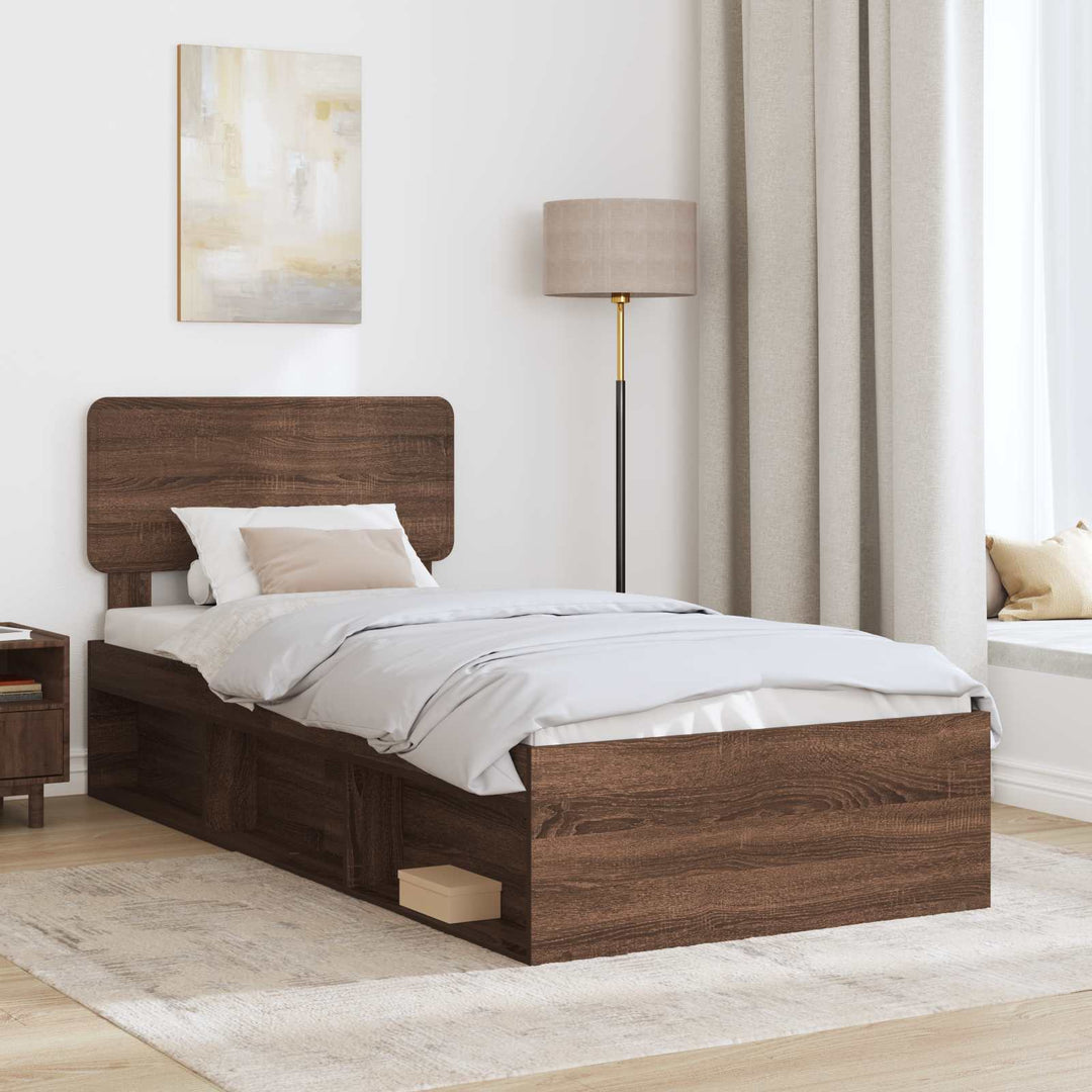 Sengestel med hovedgærde Brun eg 90 x 200 cm Massiv fyrretræ