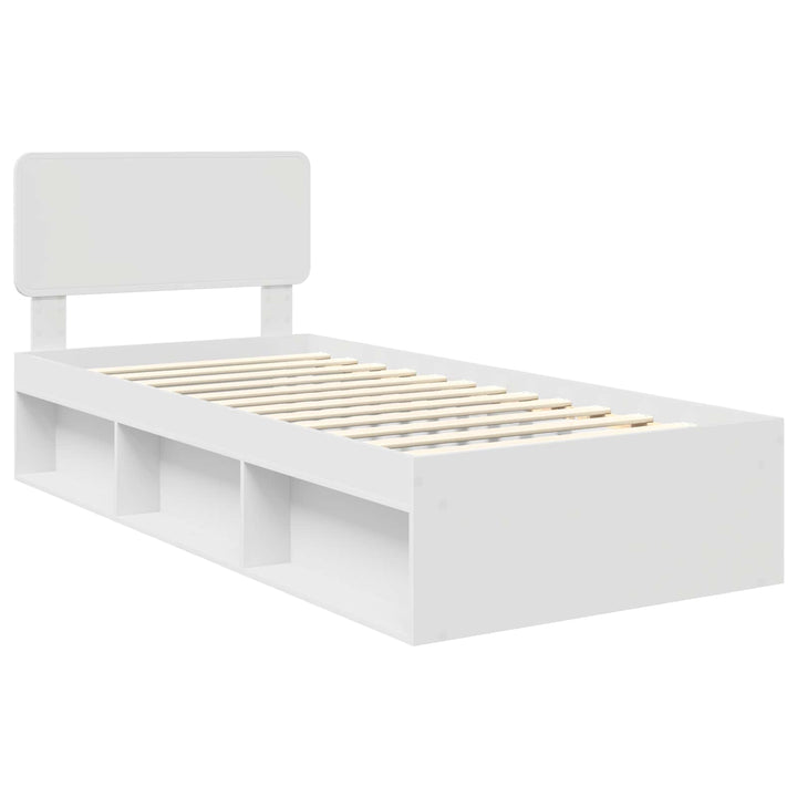 Sengestel med hovedgærde Hvid 90 x 190 cm Massiv fyrretræ