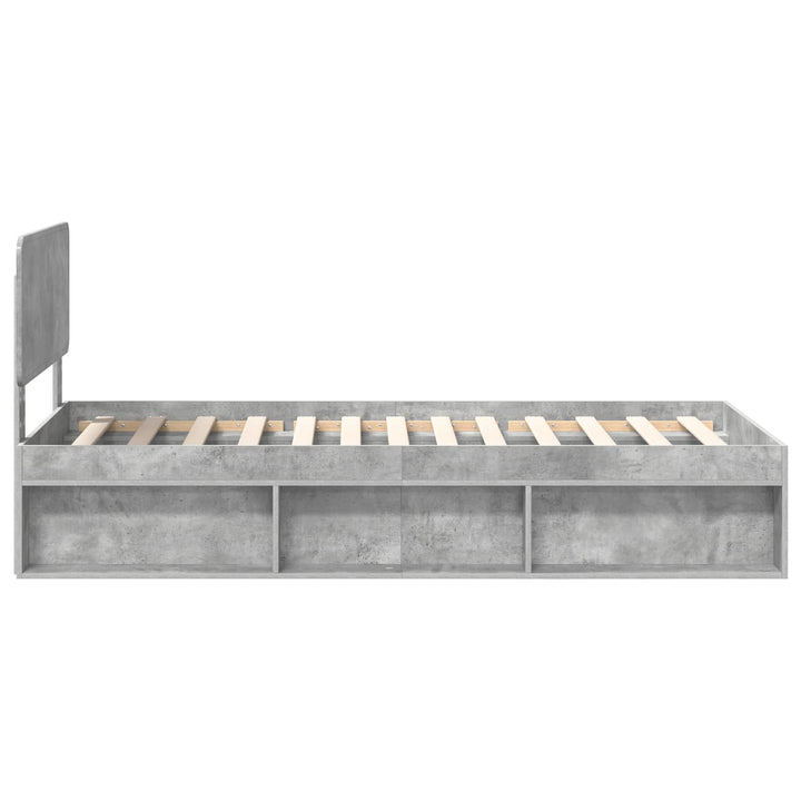 Sengestel med hovedgærde Beton Grå 75 x 190 cm Massiv fyrretræ