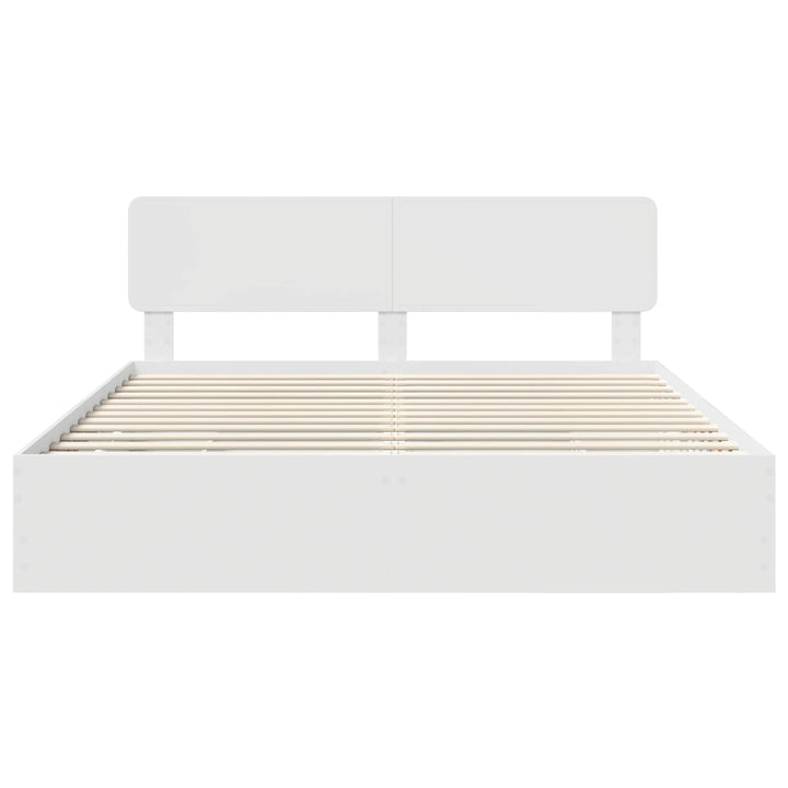 Sengestel med skuffe Hvid 200 x 200 cm Konstrueret træ