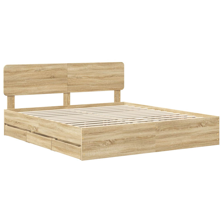 Sengestel med skuffe Sonoma eg 200 x 200 cm Konstrueret træ