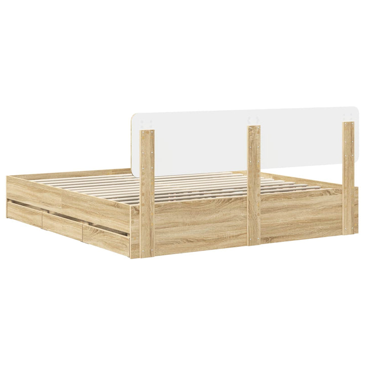 Sengestel med skuffe Sonoma eg 200 x 200 cm Konstrueret træ