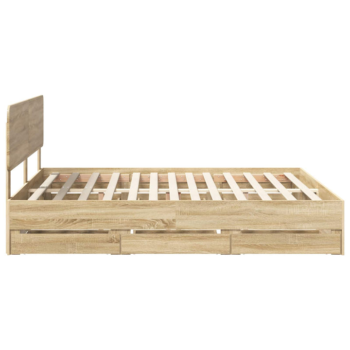 Sengestel med skuffe Sonoma eg 200 x 200 cm Konstrueret træ