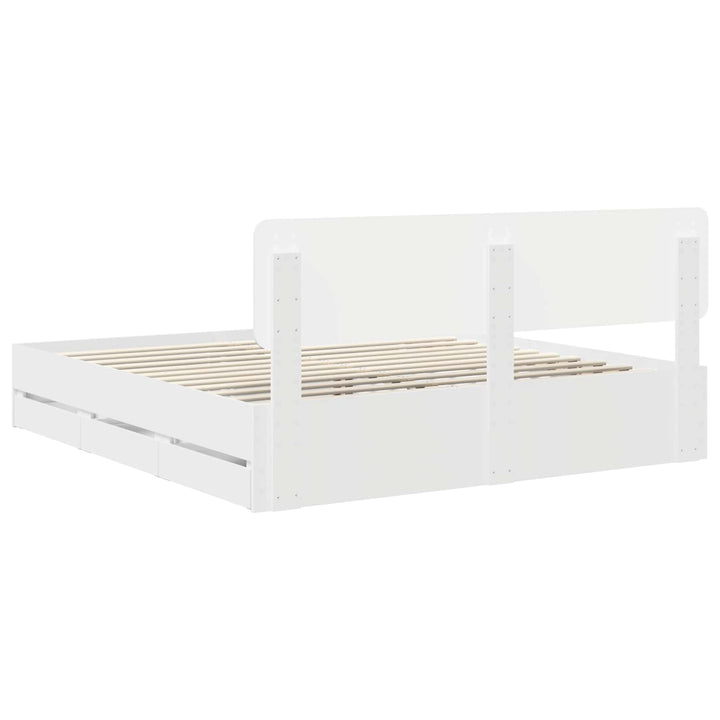 Sengestel med skuffe Hvid 180 x 200 cm Konstrueret træ