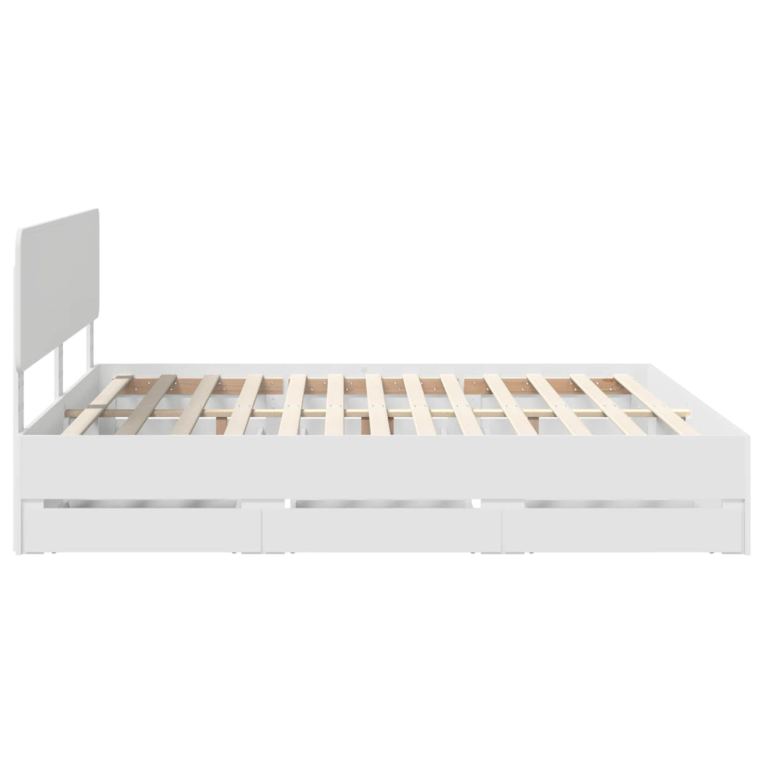 Sengestel med skuffe Hvid 180 x 200 cm Konstrueret træ