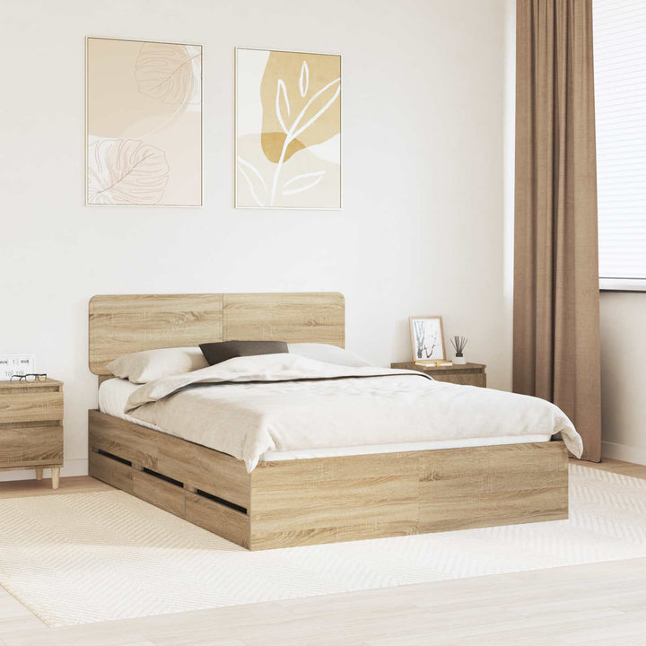 Sengestel med skuffe Sonoma eg 160 x 200 cm Konstrueret træ