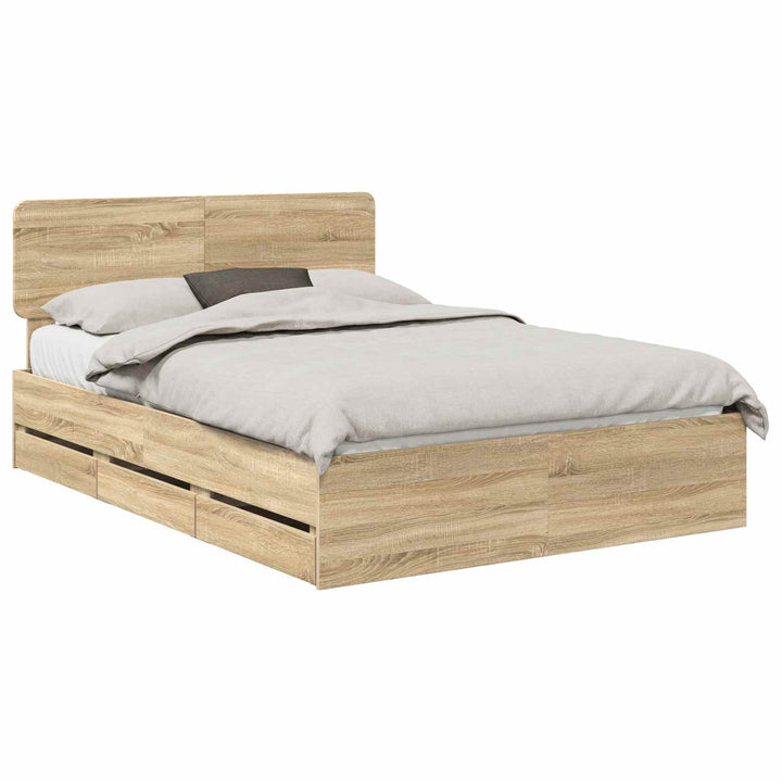 Sengestel med skuffe Sonoma eg 160 x 200 cm Konstrueret træ