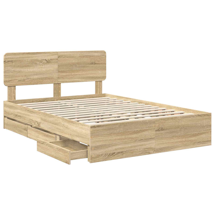 Sengestel med skuffe Sonoma eg 160 x 200 cm Konstrueret træ