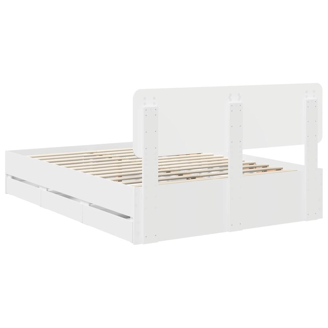 Sengestel med skuffe Hvid 150 x 200 cm Konstrueret træ