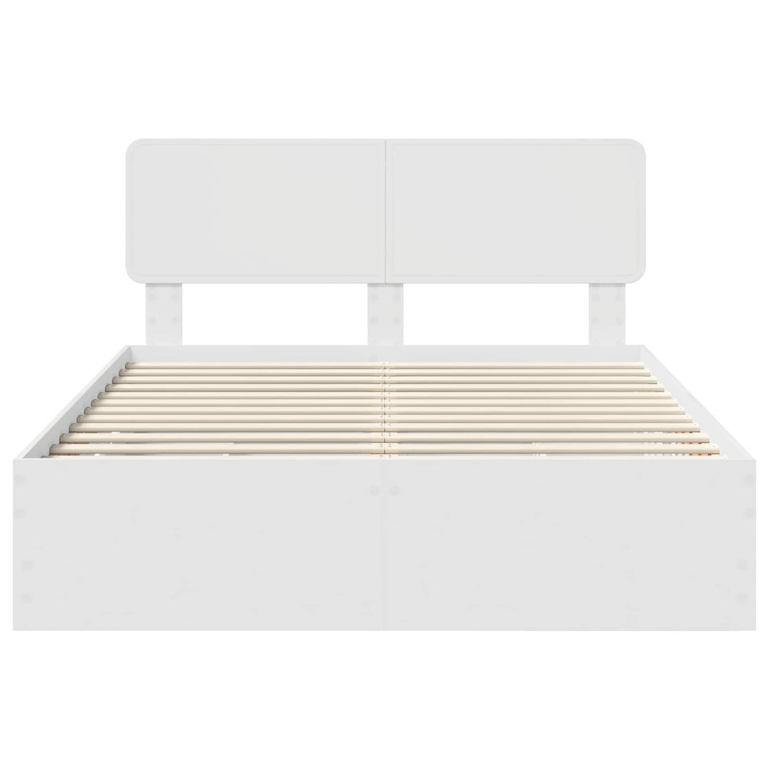 Sengestel med skuffe Hvid 150 x 200 cm Konstrueret træ