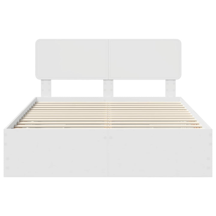 Sengestel med skuffe Hvid 150 x 200 cm Konstrueret træ