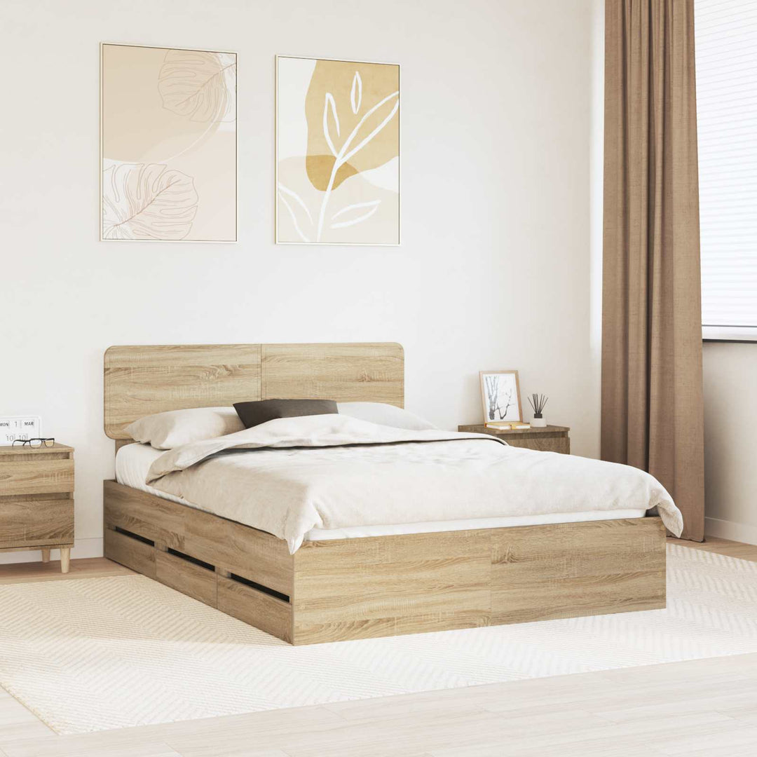 Sengestel med skuffe Sonoma eg 150 x 200 cm Konstrueret træ
