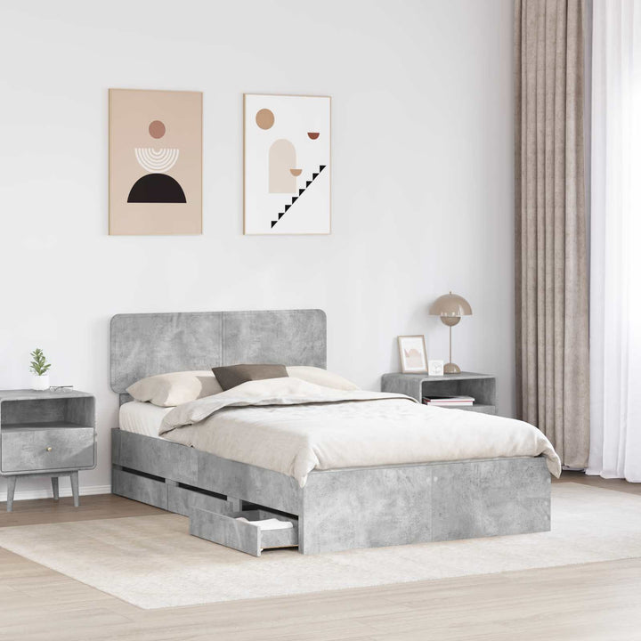 Sengestel med skuffe BetonGrå 135 x 190 cm Konstrueret træ