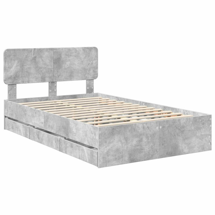 Sengestel med skuffe BetonGrå 135 x 190 cm Konstrueret træ
