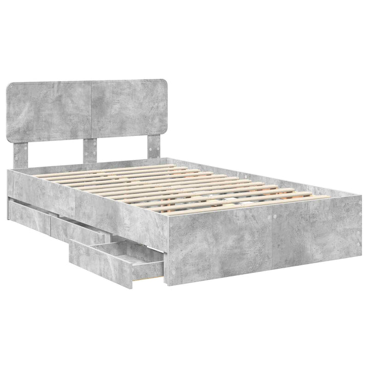 Sengestel med skuffe BetonGrå 135 x 190 cm Konstrueret træ