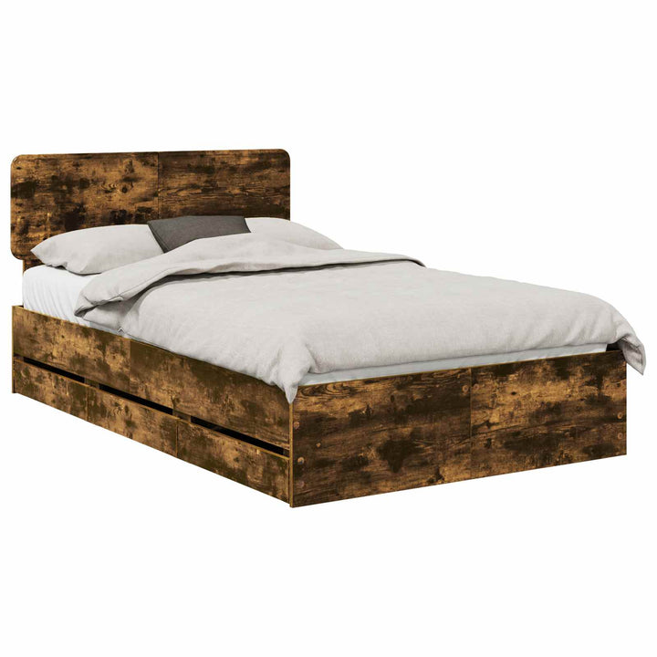 Sengestel med skuffe Røget Eg 135 x 190 cm Konstrueret træ