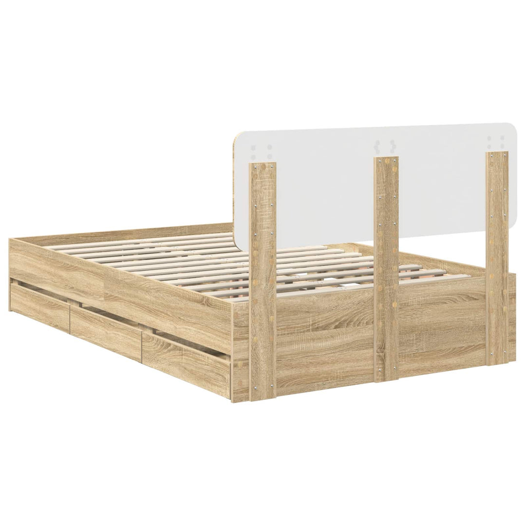 Sengestel med skuffe Sonoma eg 120 x 190 cm Konstrueret træ