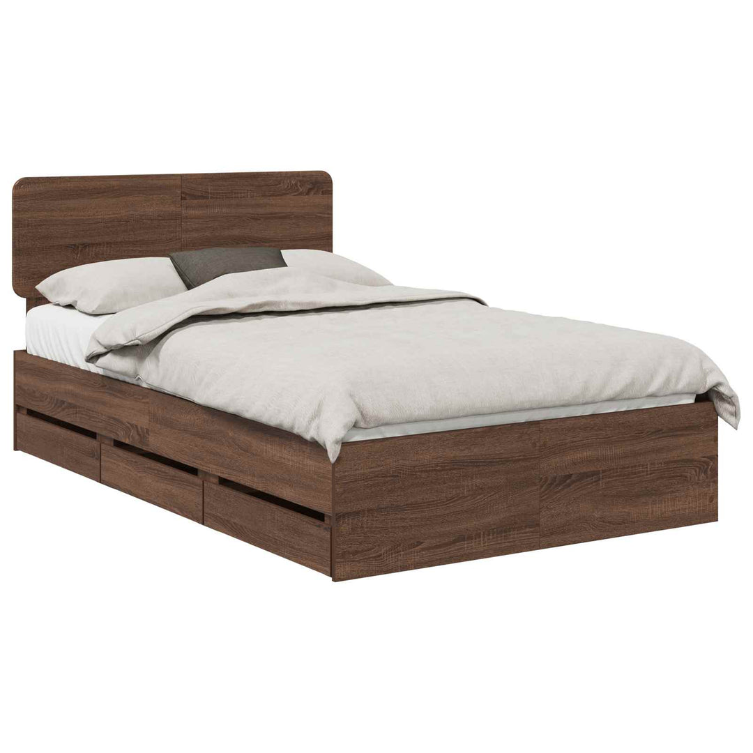 Sengestel med skuffe Brun eg 120 x 190 cm Konstrueret træ