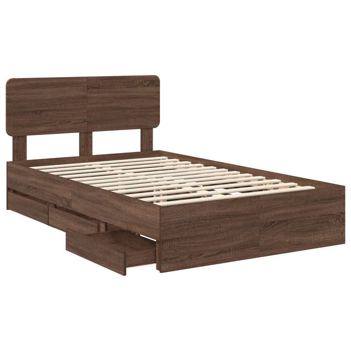 Sengestel med skuffe Brun eg 120 x 190 cm Konstrueret træ