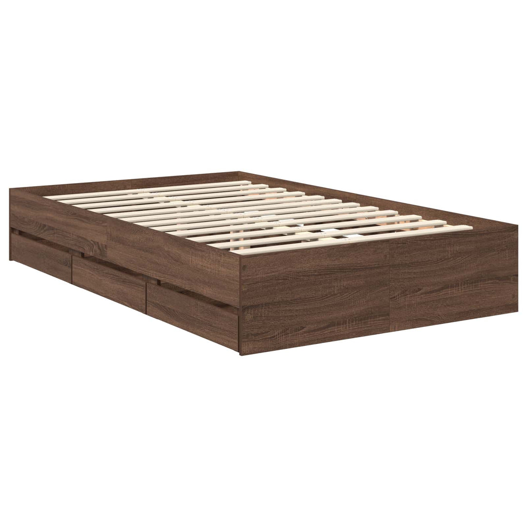 Sengestel med skuffe Brun eg 120 x 190 cm Konstrueret træ