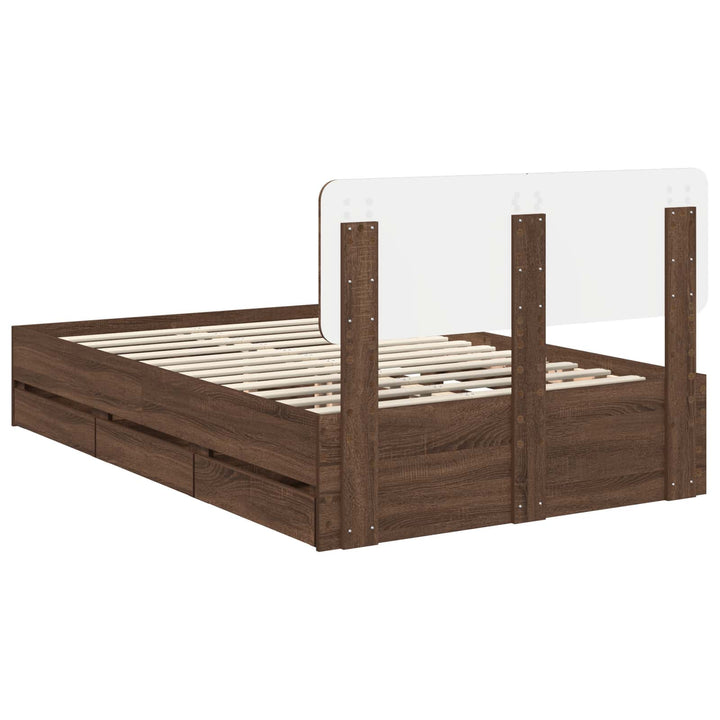 Sengestel med skuffe Brun eg 120 x 190 cm Konstrueret træ