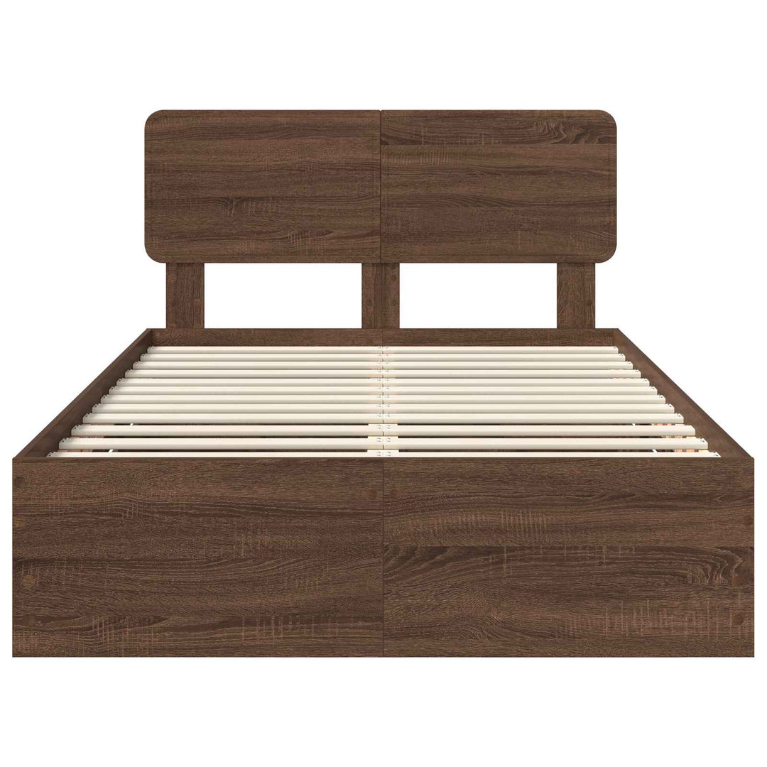 Sengestel med skuffe Brun eg 120 x 190 cm Konstrueret træ