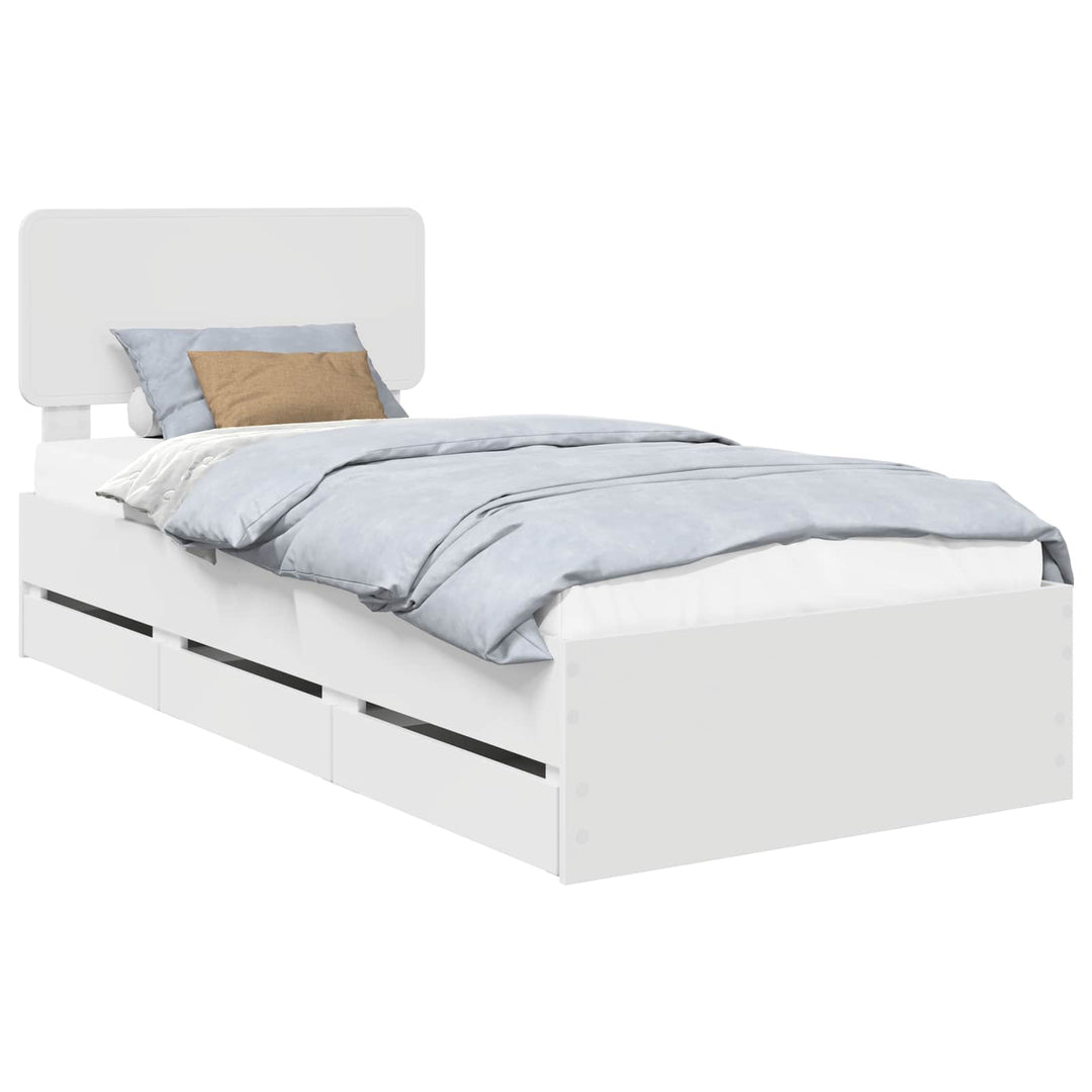 Sengestel med skuffe Hvid 100 x 200 cm Konstrueret træ