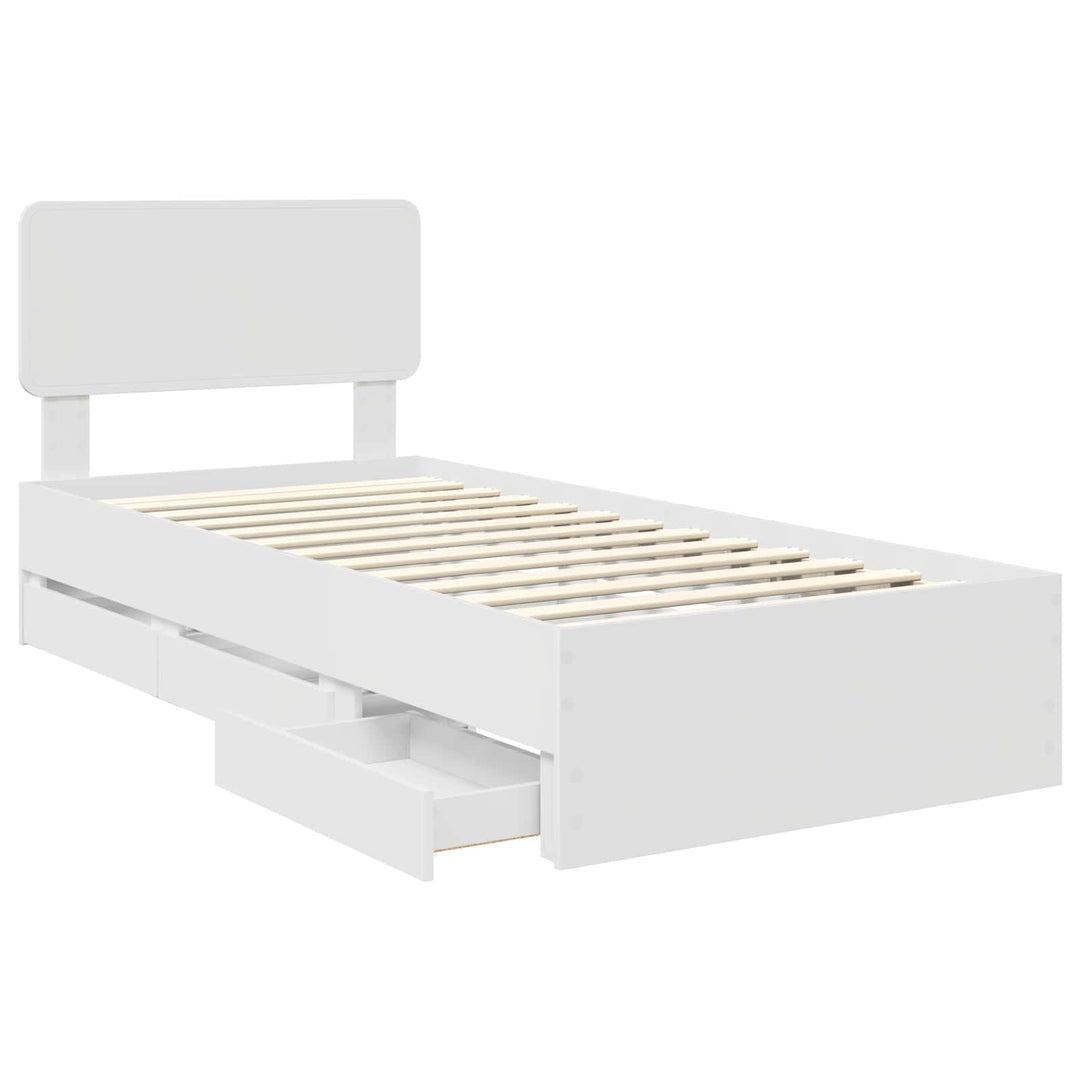Sengestel med skuffe Hvid 90 x 200 cm Konstrueret træ