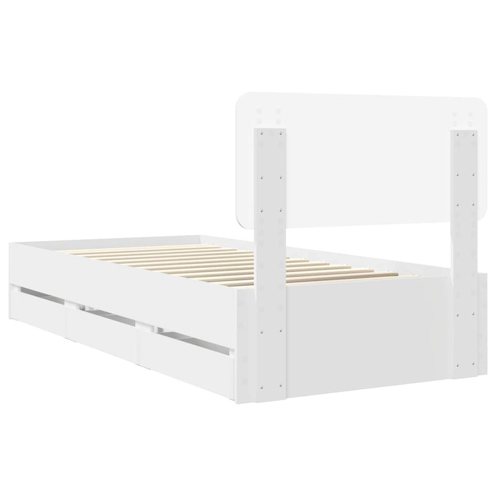 Sengestel med skuffe Hvid 90 x 200 cm Konstrueret træ