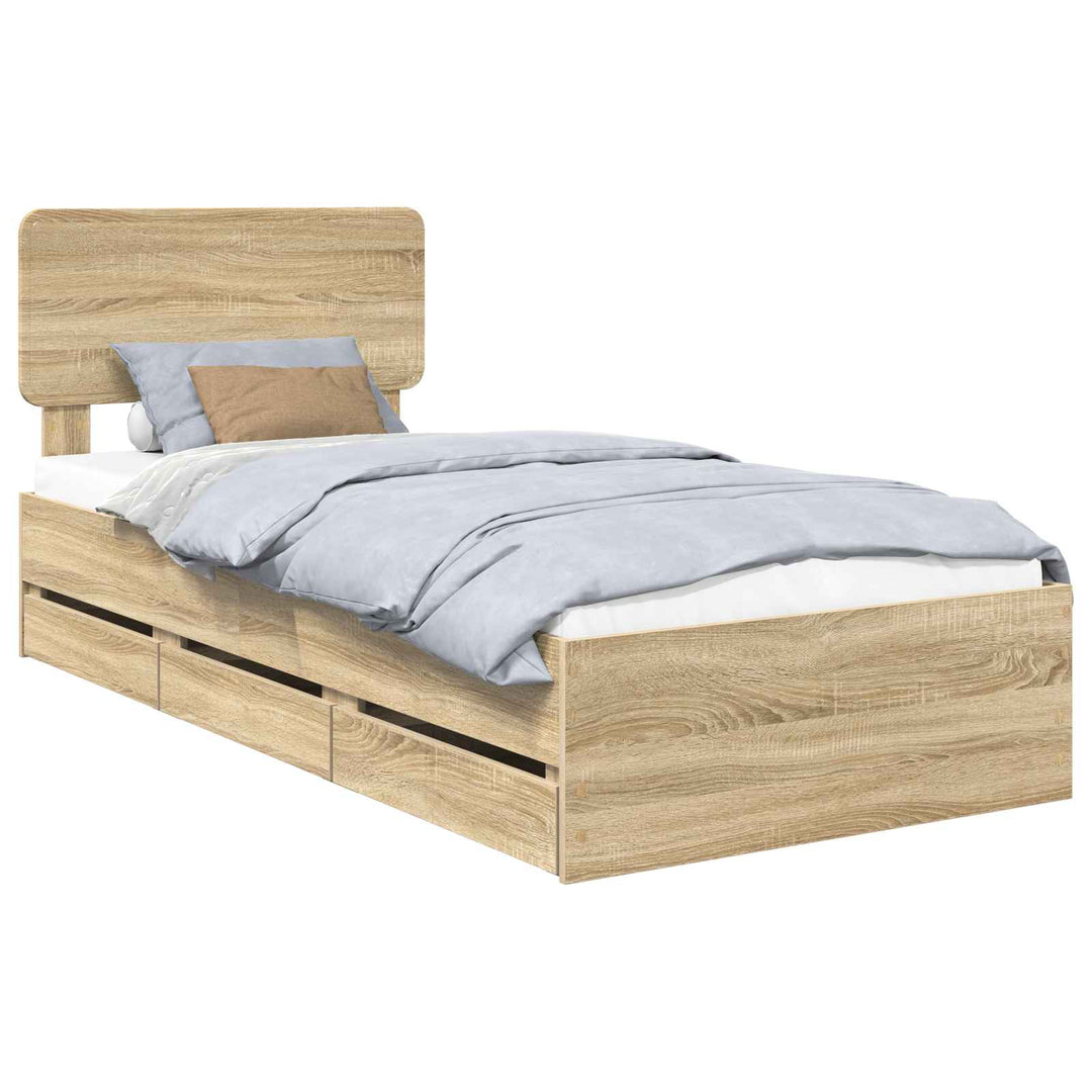Sengestel med skuffe Sonoma eg 90 x 200 cm Konstrueret træ