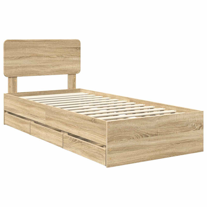 Sengestel med skuffe Sonoma eg 90 x 200 cm Konstrueret træ