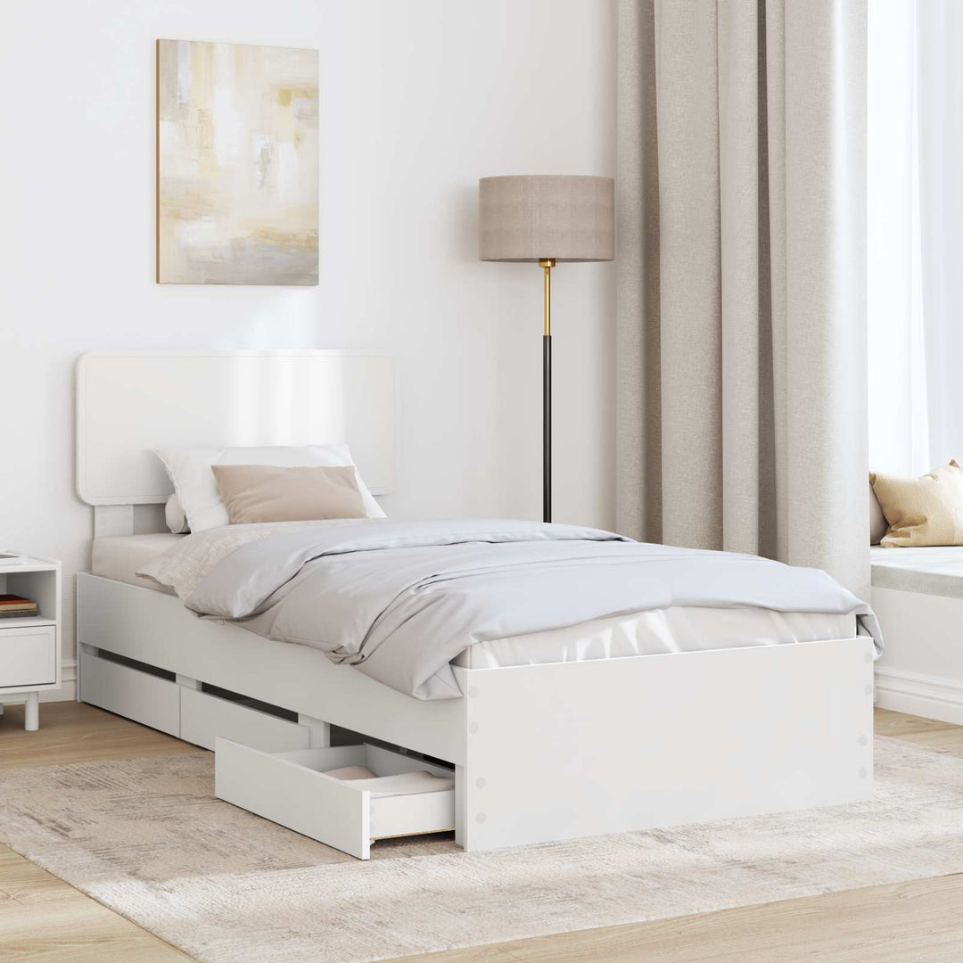 Sengestel med skuffe Hvid 90 x 190 cm Konstrueret træ