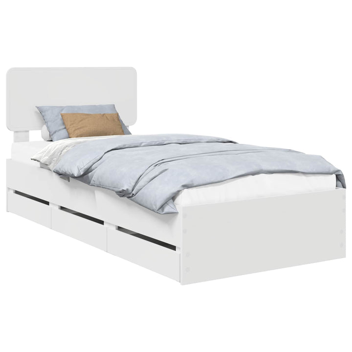 Sengestel med skuffe Hvid 90 x 190 cm Konstrueret træ