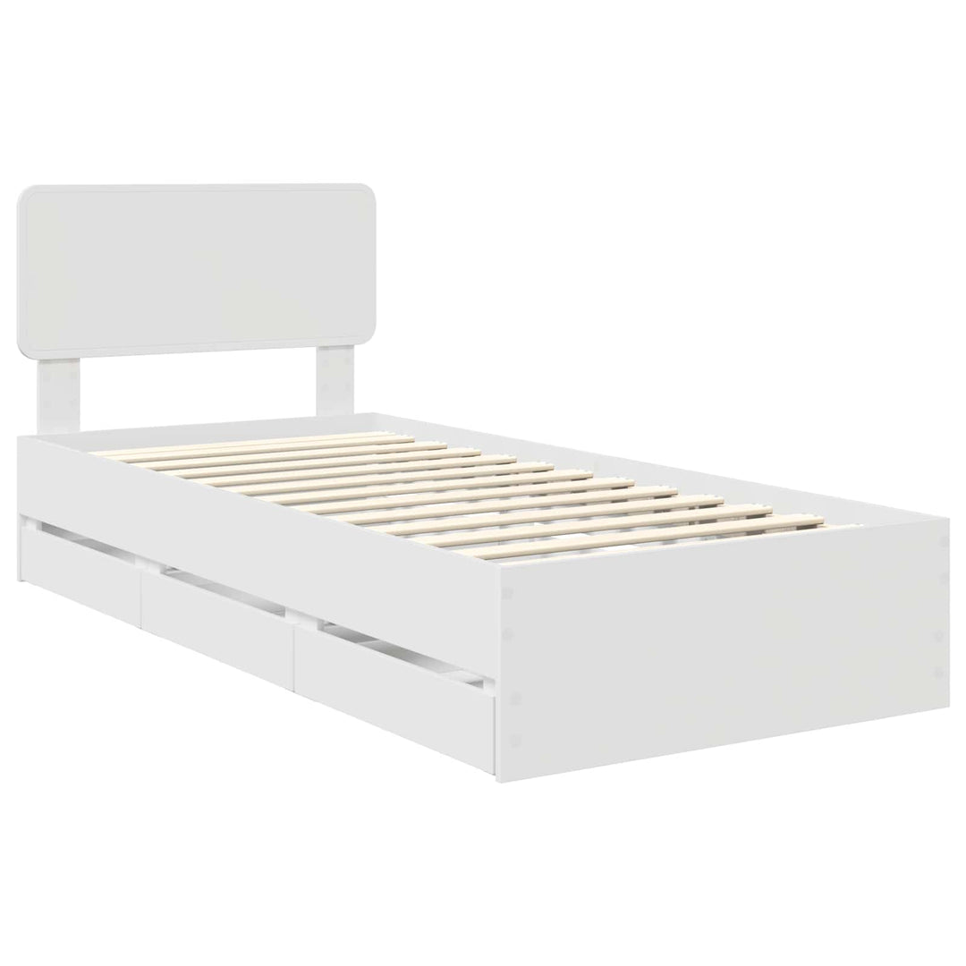 Sengestel med skuffe Hvid 75 x 190 cm Konstrueret træ