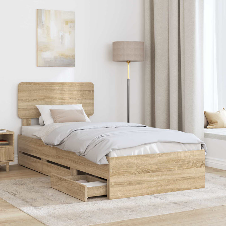 Sengestel med skuffe Sonoma eg 75 x 190 cm Konstrueret træ
