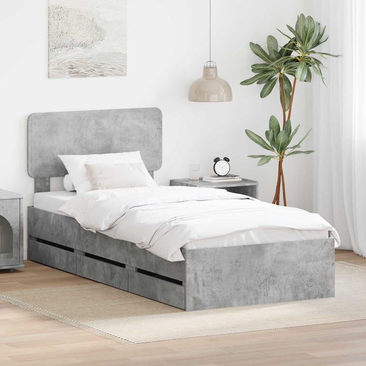 Sengestel med skuffe BetonGrå 75 x 190 cm Konstrueret træ