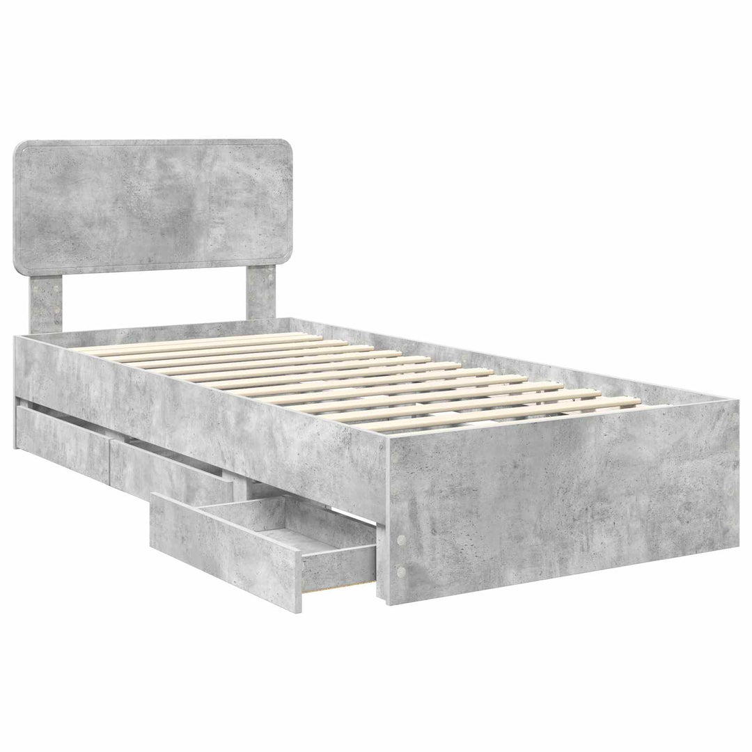 Sengestel med skuffe BetonGrå 75 x 190 cm Konstrueret træ