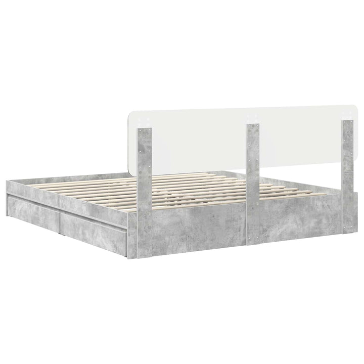Opbevaringsseng Beton Grå 200 x 200 cm Konstrueret træ