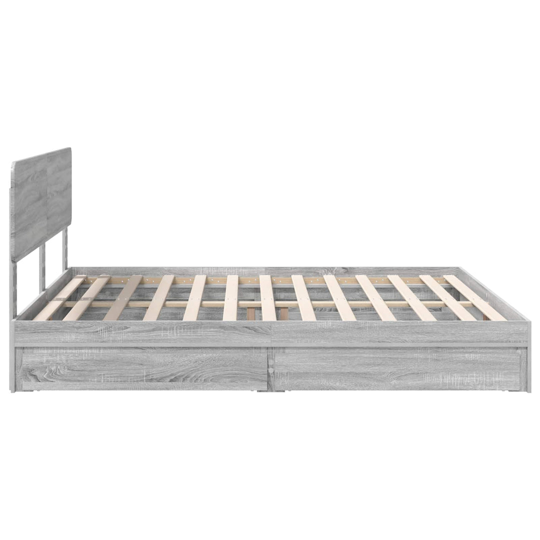 Opbevaringsseng Grå Sonoma 200 x 200 cm Konstrueret træ