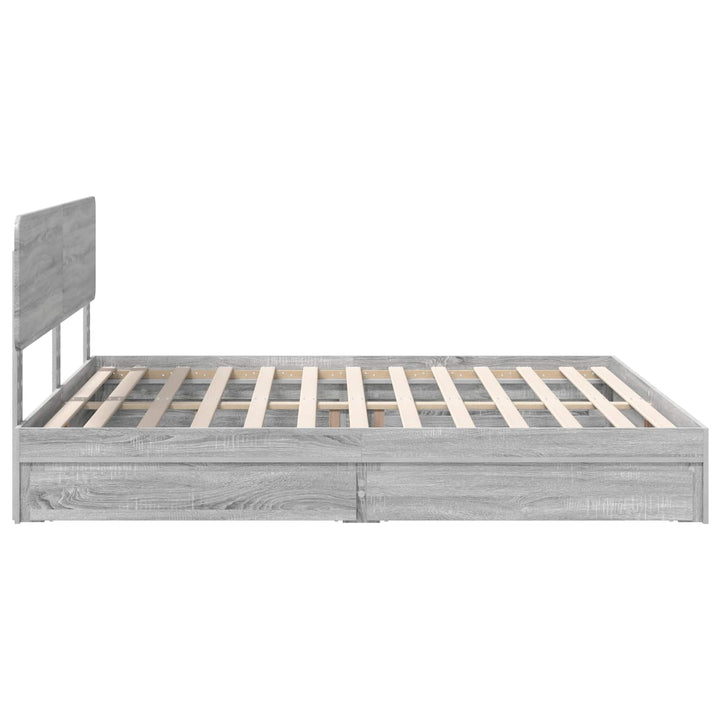 Opbevaringsseng Grå Sonoma 200 x 200 cm Konstrueret træ