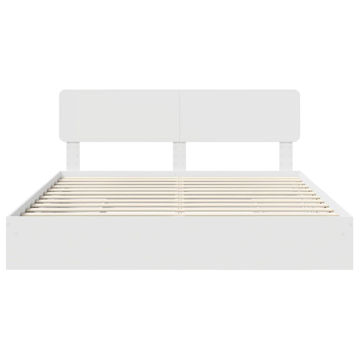 Opbevaringsseng med skuffe Hvid 180 x 200 cm Konstrueret træ