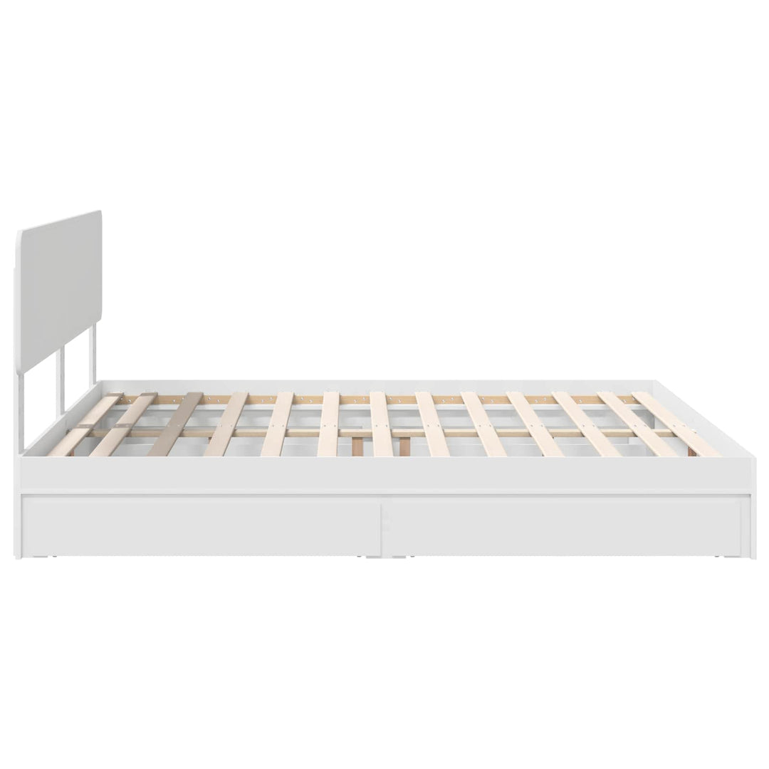 Opbevaringsseng med skuffe Hvid 180 x 200 cm Konstrueret træ