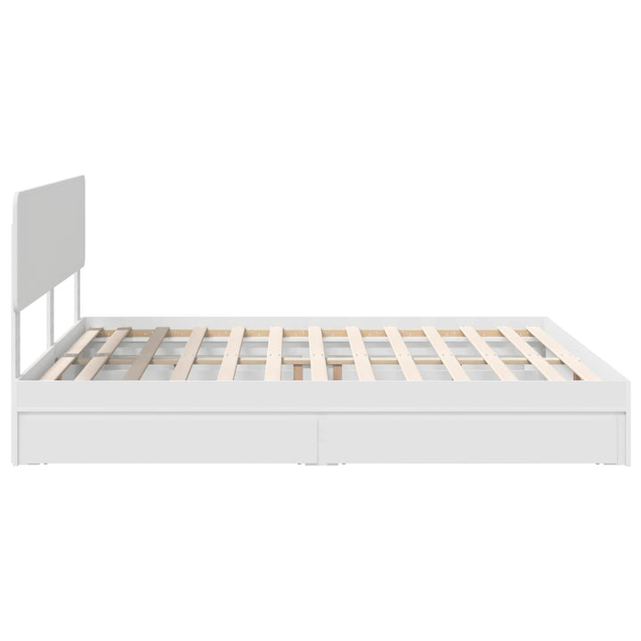 Opbevaringsseng med skuffe Hvid 180 x 200 cm Konstrueret træ