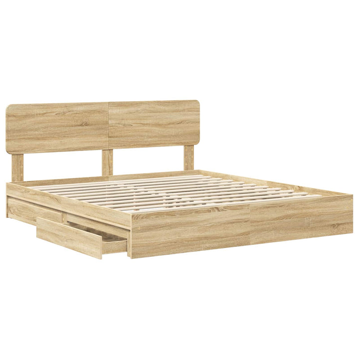 Opbevaringsseng Sonoma eg 180 x 200 cm Konstrueret træ