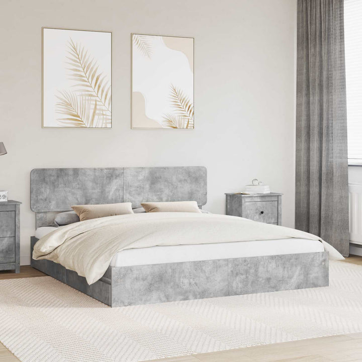 Opbevaringsseng Beton Grå 180 x 200 cm Konstrueret træ