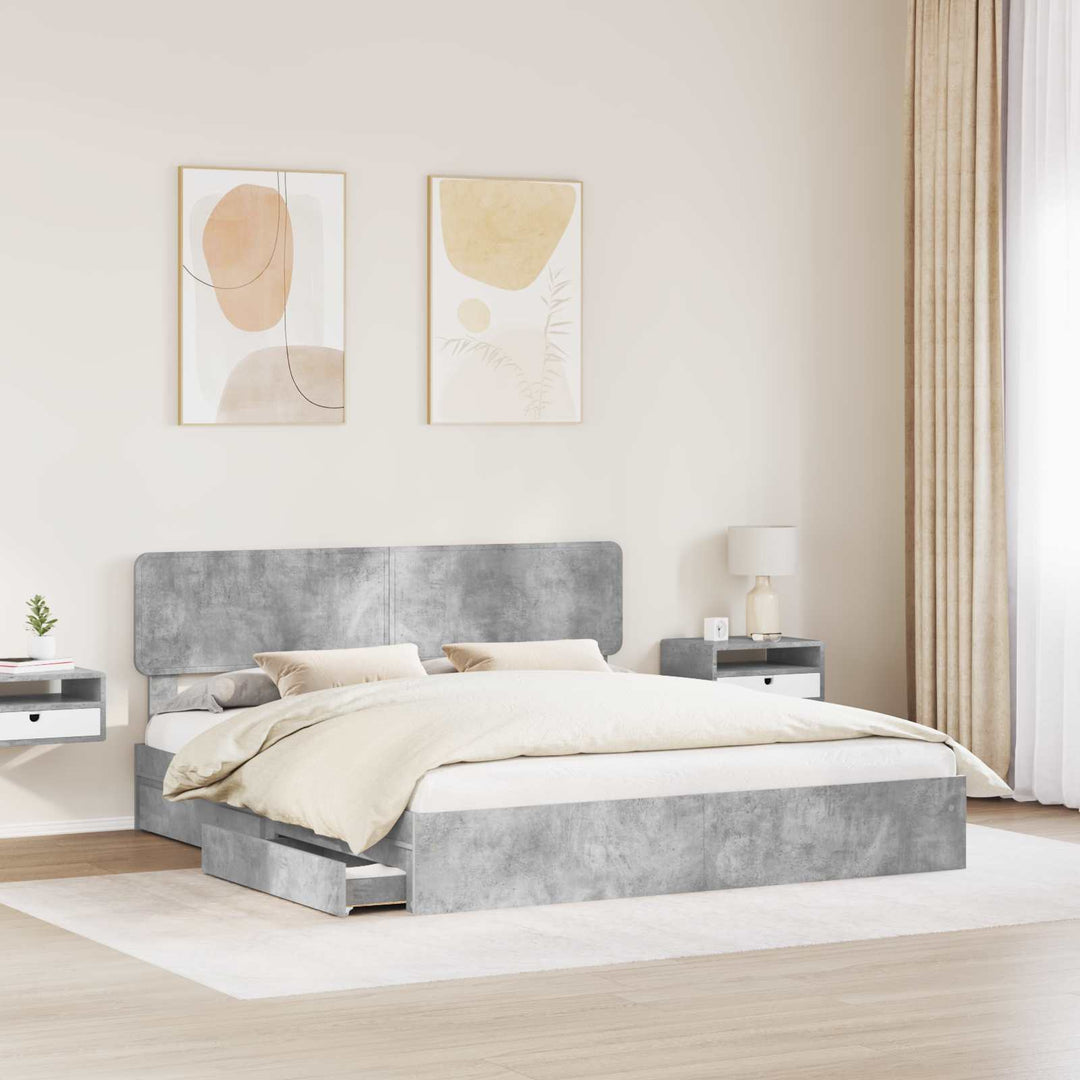 Opbevaringsseng Beton Grå 180 x 200 cm Konstrueret træ