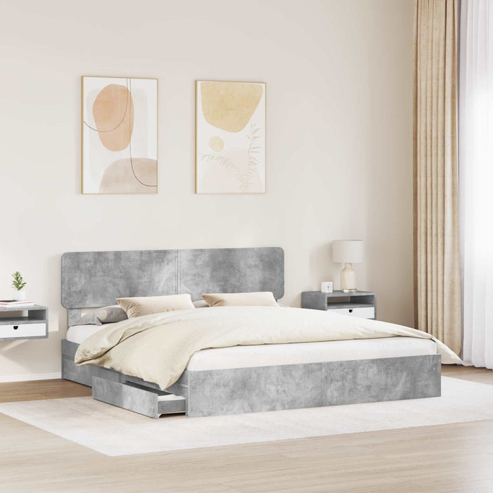 Opbevaringsseng Beton Grå 180 x 200 cm Konstrueret træ