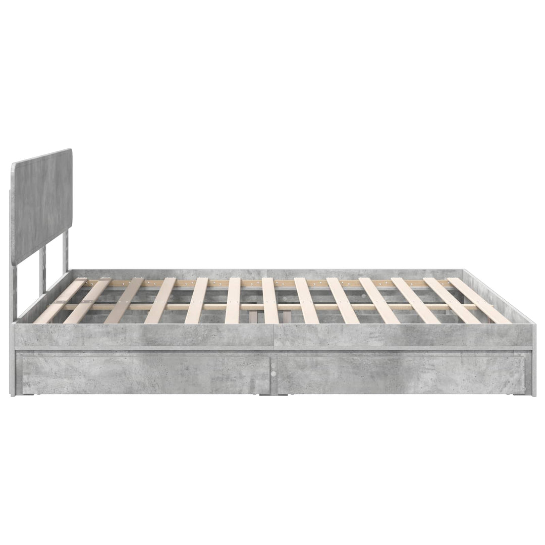 Opbevaringsseng Beton Grå 180 x 200 cm Konstrueret træ